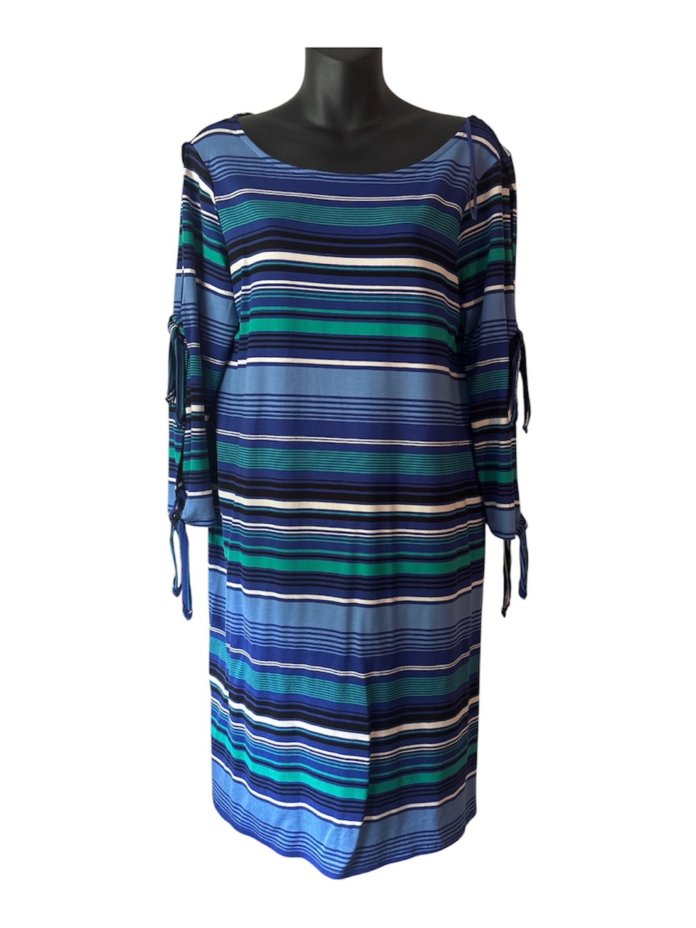 NWT Cupio Striped Blue & Teal Midi Dress Size L